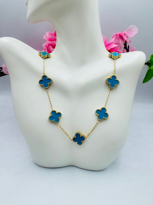 COLLAR TREBOL AZUL